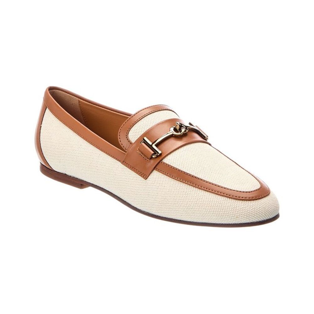 Tod's Leather & Canvas Loafer, White